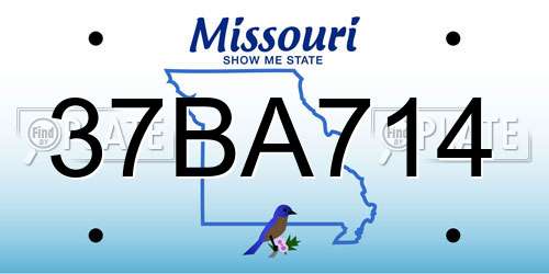 37BA714 Missouri License Plate