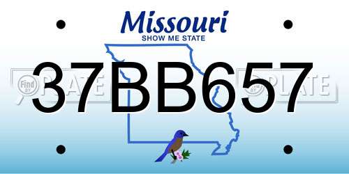 37BB657 Missouri License Plate