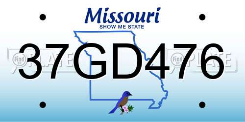 37GD476 Missouri License Plate
