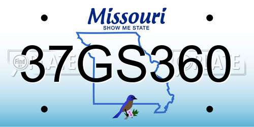 37GS360 Missouri License Plate