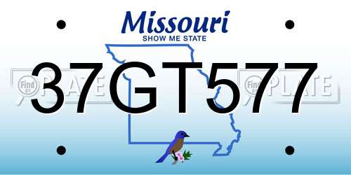 37GT577 Missouri License Plate