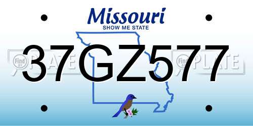 37GZ577 Missouri License Plate