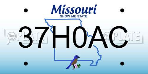 37H0AC Missouri License Plate