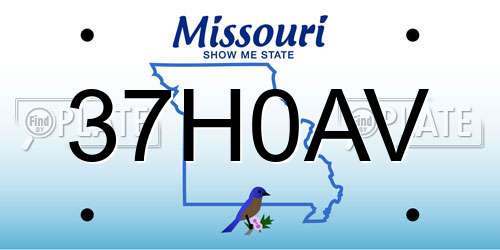 37H0AV Missouri License Plate