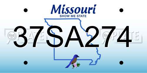 37SA274 Missouri License Plate