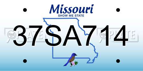 37SA714 Missouri License Plate