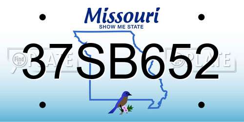 37SB652 Missouri License Plate