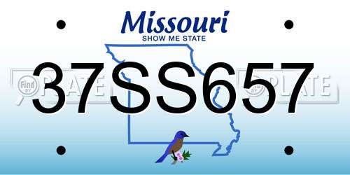 37SS657 Missouri License Plate