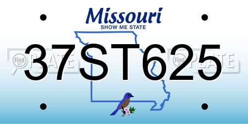 37ST625 Missouri License Plate