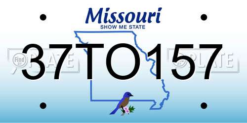 37TO157 Missouri License Plate