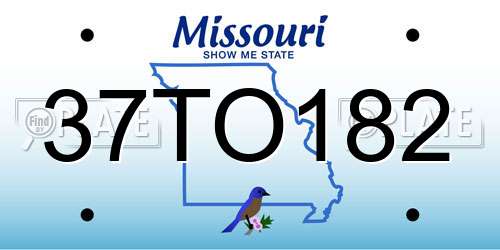 37TO182 Missouri License Plate