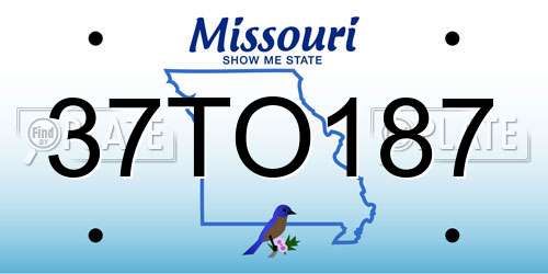 37TO187 Missouri License Plate