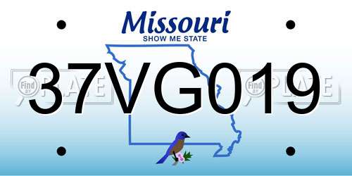37VG019 Missouri License Plate