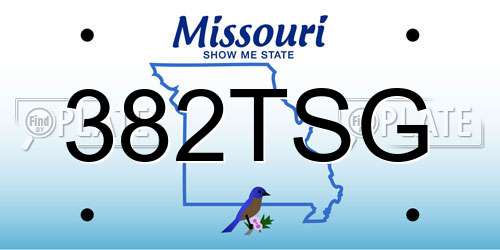 382TSG Missouri License Plate