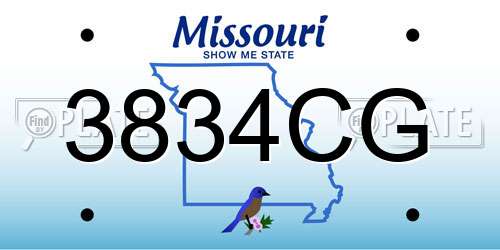 3834CG Missouri License Plate