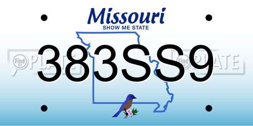 383SS9 Missouri License Plate