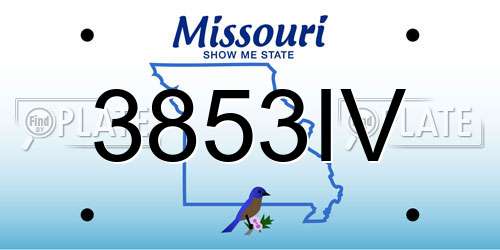 3853IV Missouri License Plate