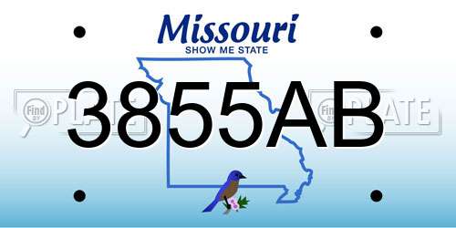 3855AB Missouri License Plate