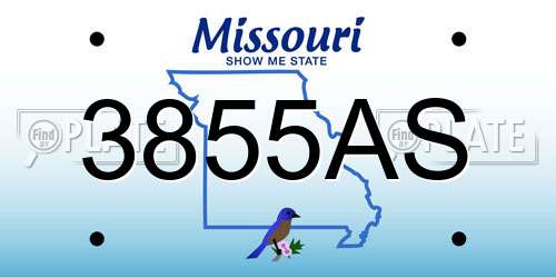 3855AS Missouri License Plate
