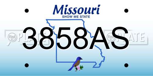 3858AS Missouri License Plate