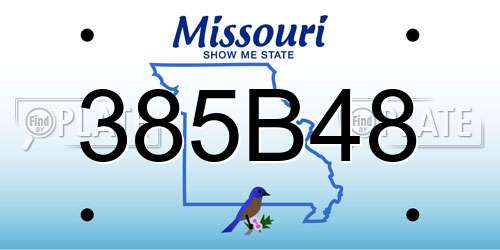 385B48 Missouri License Plate