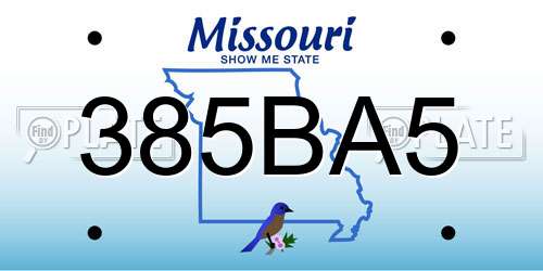 385BA5 Missouri License Plate