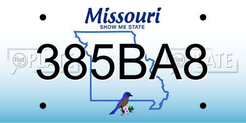 385BA8 Missouri License Plate
