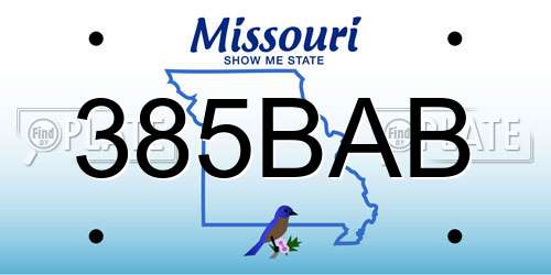 385BAB Missouri License Plate
