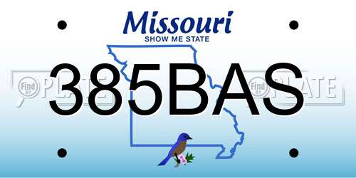 385BAS Missouri License Plate
