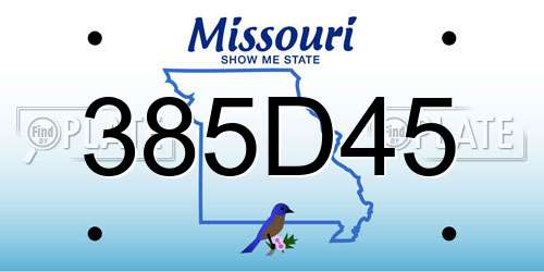 385D45 Missouri License Plate