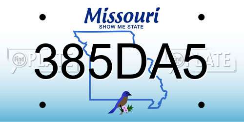 385DA5 Missouri License Plate
