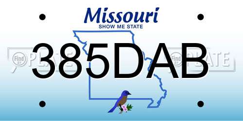 385DAB Missouri License Plate
