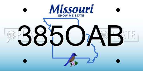 385OAB Missouri License Plate