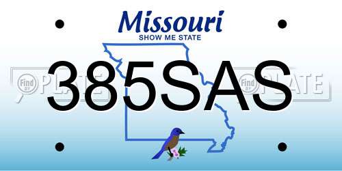 385SAS Missouri License Plate