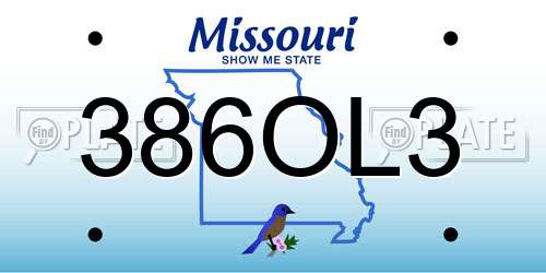 386OL3 Missouri License Plate
