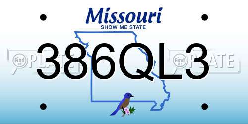 386QL3 Missouri License Plate