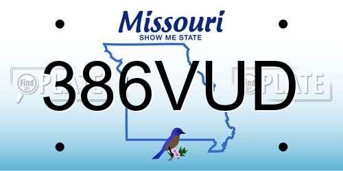 386VUD Missouri License Plate