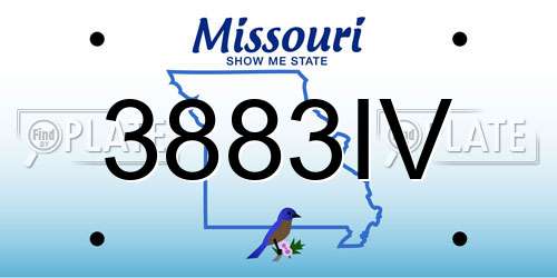 3883IV Missouri License Plate