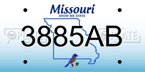 3885AB Missouri License Plate