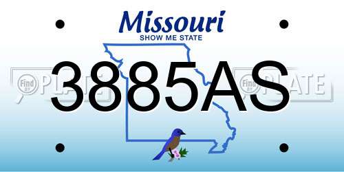 3885AS Missouri License Plate