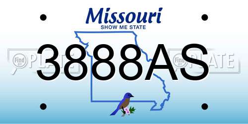 3888AS Missouri License Plate