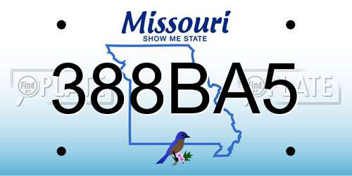388BA5 Missouri License Plate