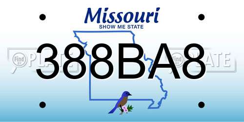 388BA8 Missouri License Plate