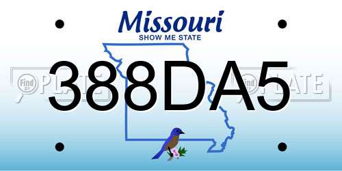 388DA5 Missouri License Plate