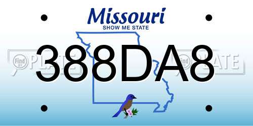 388DA8 Missouri License Plate