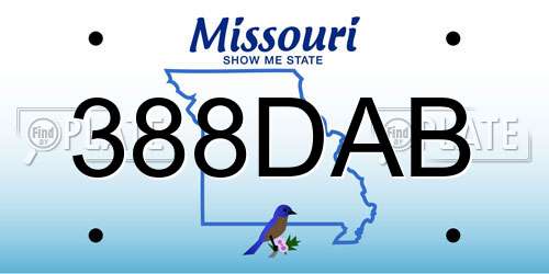 388DAB Missouri License Plate
