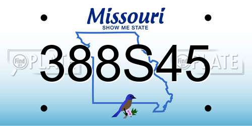 388S45 Missouri License Plate