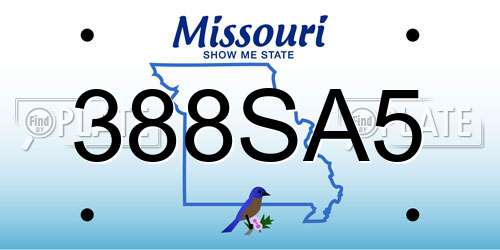 388SA5 Missouri License Plate