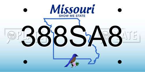 388SA8 Missouri License Plate
