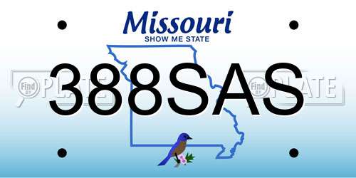 388SAS Missouri License Plate